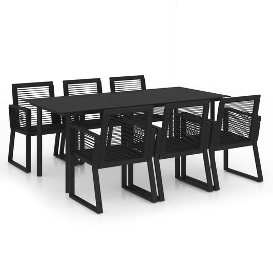 7 Piece Outdoor Dining Set PVC Rattan Black 7 Piece Outdoor Dining Set PVC Rattan Black