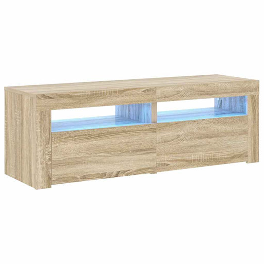 804358 vidaXL TV Cabinet with LED Lights Sonoma Oak 120x35x40 cm 804358 vidaXL TV Cabinet with LED Lights Sonoma Oak 120x35x40 cm