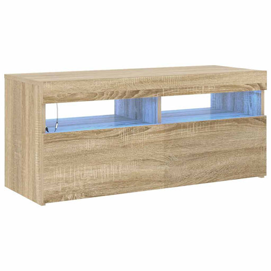 804385 vidaXL TV Cabinet with LED Lights Sonoma Oak 90x35x40 cm 804385 vidaXL TV Cabinet with LED Lights Sonoma Oak 90x35x40 cm