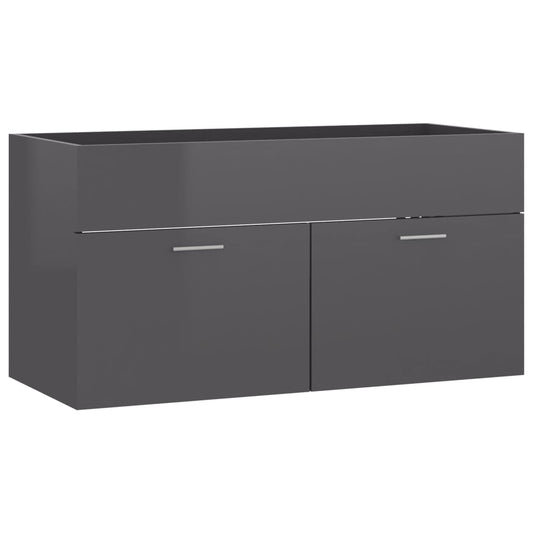 Sink Cabinet | High gloss grey | Engineered wood | Large Sink Cabinet | High gloss grey | Engineered wood | Large