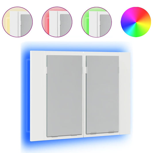 Led Mirror Cabinet | White | Engineered wood, Acrylic | Compact Led Mirror Cabinet | White | Engineered wood, Acrylic | Compact