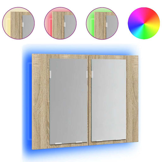 LED Bathroom Mirror Cabinet Sonoma Oak 60x12x45 cm Acrylic LED Bathroom Mirror Cabinet Sonoma Oak 60x12x45 cm Acrylic