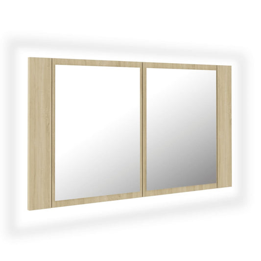 LED Bathroom Mirror Cabinet Sonoma Oak 80x12x45 cm Acrylic LED Bathroom Mirror Cabinet Sonoma Oak 80x12x45 cm Acrylic