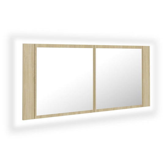 LED Bathroom Mirror Cabinet Sonoma Oak 100x12x45 cm Acrylic LED Bathroom Mirror Cabinet Sonoma Oak 100x12x45 cm Acrylic
