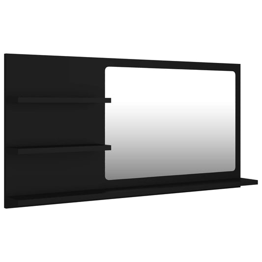 Bathroom Mirror Black 90x10.5x45 cm Engineered Wood Bathroom Mirror Black 90x10.5x45 cm Engineered Wood