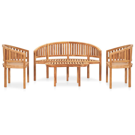 4 Piece Banana Garden Lounge Set Solid Teak Wood 4 Piece Banana Garden Lounge Set Solid Teak Wood