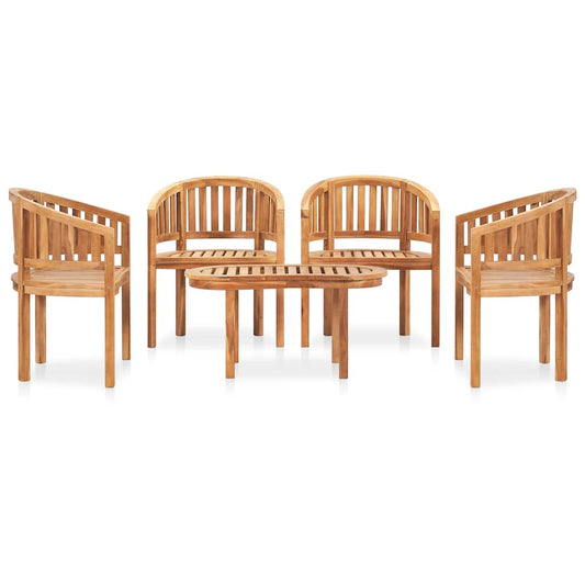 5 Piece Banana Garden Lounge Set Solid Teak Wood 5 Piece Banana Garden Lounge Set Solid Teak Wood