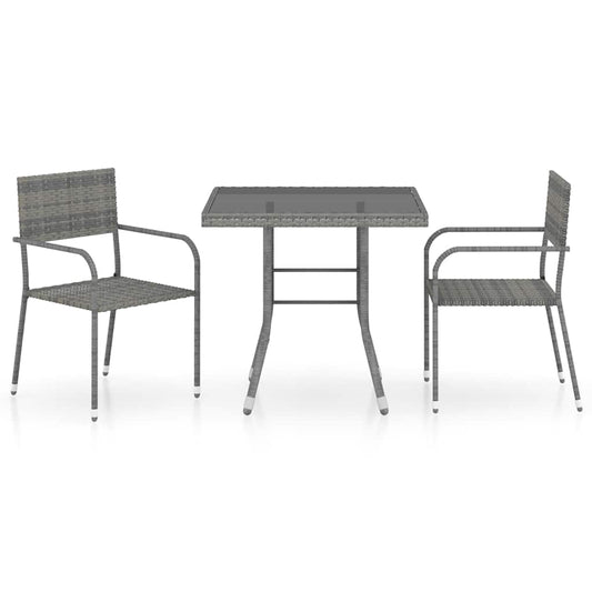 3 Piece Garden Dining Set Poly Rattan Anthracite & Grey 3 Piece Garden Dining Set Poly Rattan Anthracite & Grey