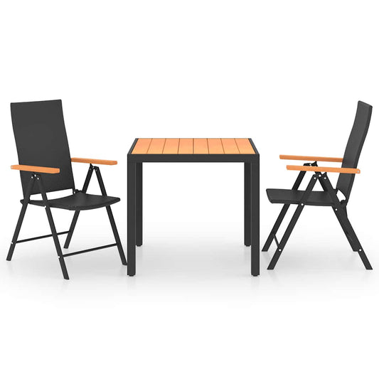 Dining Set | Black and Brown | PE Rattan, WPC, Aluminium | Medium Dining Set | Black and Brown | PE Rattan, WPC, Aluminium | Medium