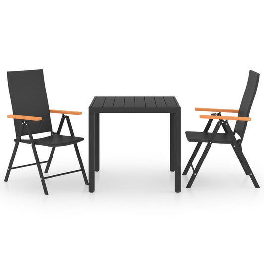 3 Piece Garden Dining Set Black and Brown 3 Piece Garden Dining Set Black and Brown