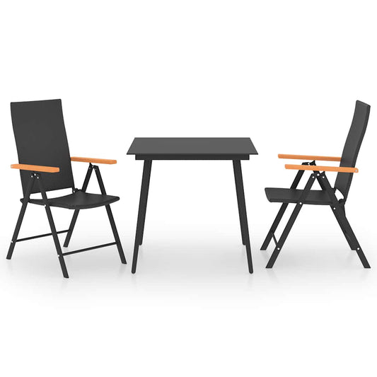 Dining Set | Black and Brown | PE Rattan, WPC, Steel, Glass | Standard Dining Set | Black and Brown | PE Rattan, WPC, Steel, Glass | Standard
