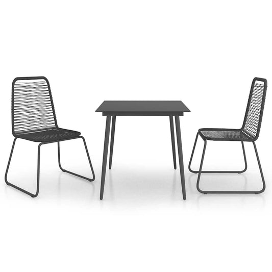 3 Piece Garden Dining Set PVC Rattan Black 3 Piece Garden Dining Set PVC Rattan Black