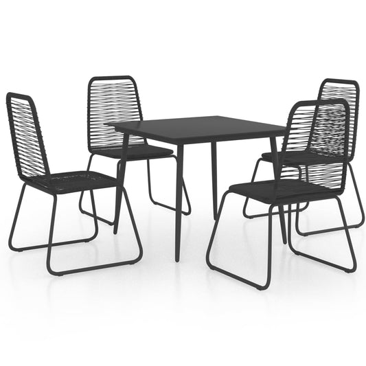 5 Piece Garden Dining Set PVC Rattan Black 5 Piece Garden Dining Set PVC Rattan Black