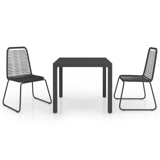 3 Piece Garden Dining Set PVC Rattan Black 3 Piece Garden Dining Set PVC Rattan Black