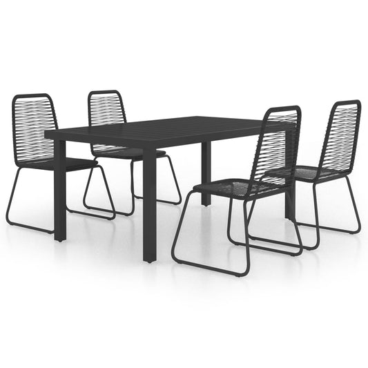 5 Piece Garden Dining Set PVC Rattan Black 5 Piece Garden Dining Set PVC Rattan Black