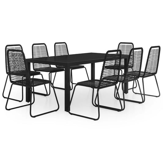 9 Piece Garden Dining Set PVC Rattan Black 9 Piece Garden Dining Set PVC Rattan Black