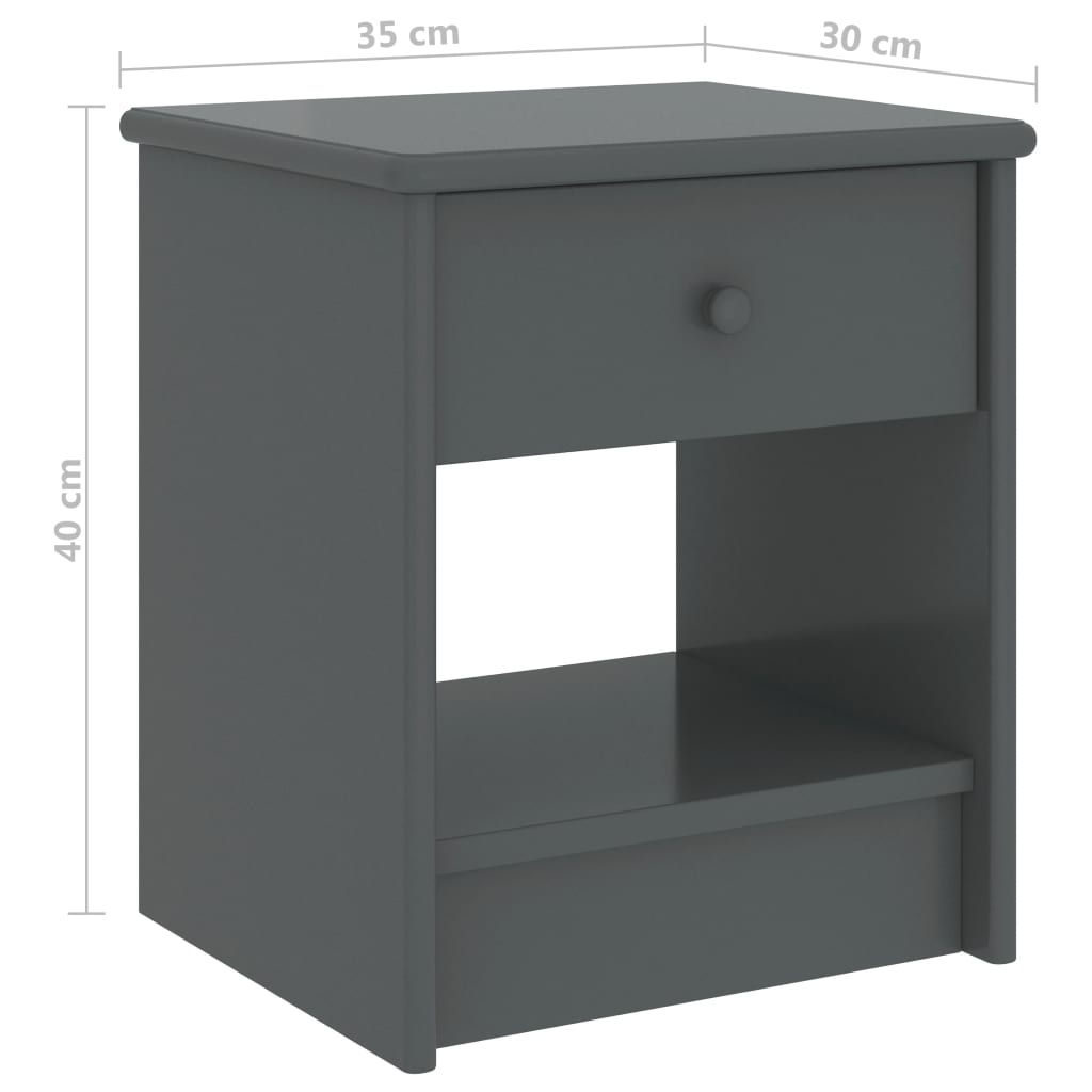 322226 vidaXL Bedside Cabinet Dark Grey 35x30x40 cm Solid Pinewood