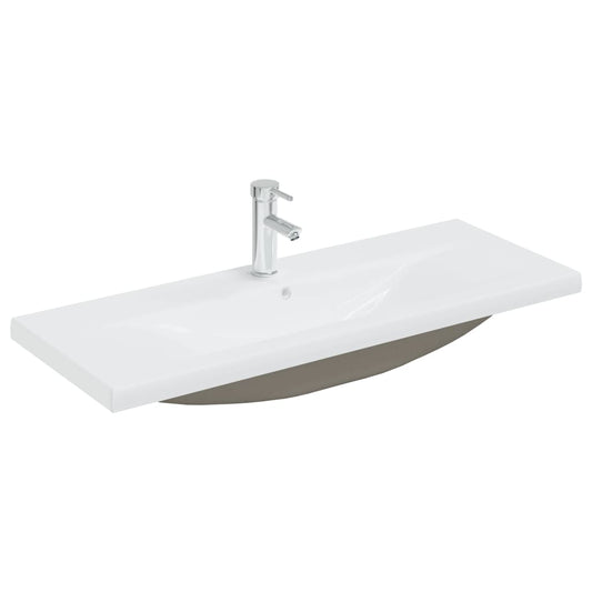 Built-in Basin with Faucet 101x39x18 cm Ceramic White Built-in Basin with Faucet 101x39x18 cm Ceramic White