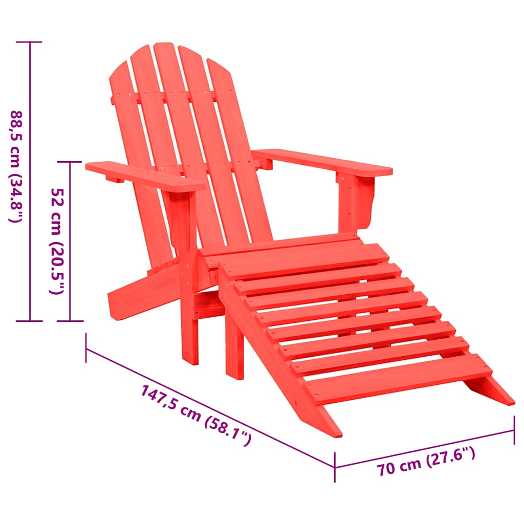 Garden Chair | Red | Solid fir wood | Standard | Detachable