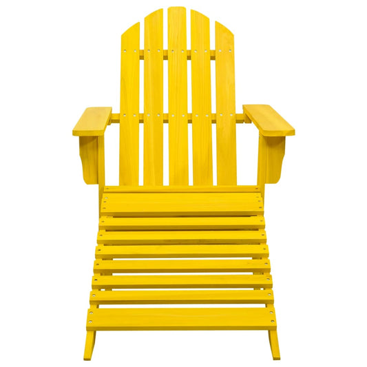 Garden Adirondack Chair with Ottoman Solid Fir Wood Yellow Garden Adirondack Chair with Ottoman Solid Fir Wood Yellow