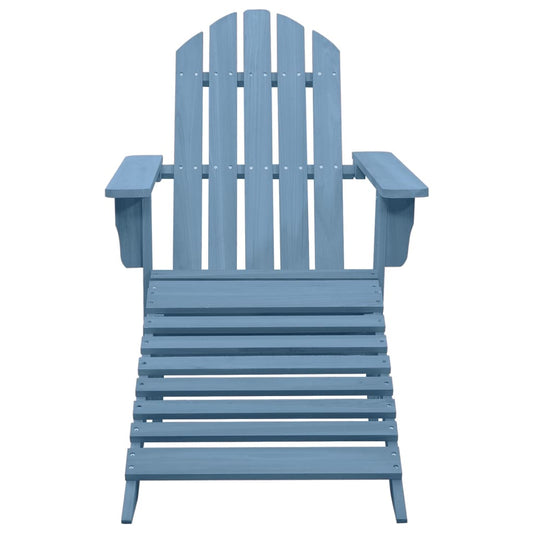 Garden Adirondack Chair with Ottoman Solid Fir Wood Blue Garden Adirondack Chair with Ottoman Solid Fir Wood Blue