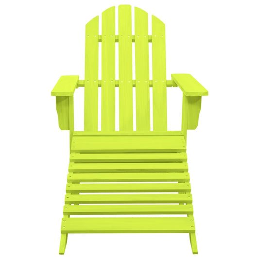 Garden Adirondack Chair with Ottoman Solid Fir Wood Green Garden Adirondack Chair with Ottoman Solid Fir Wood Green
