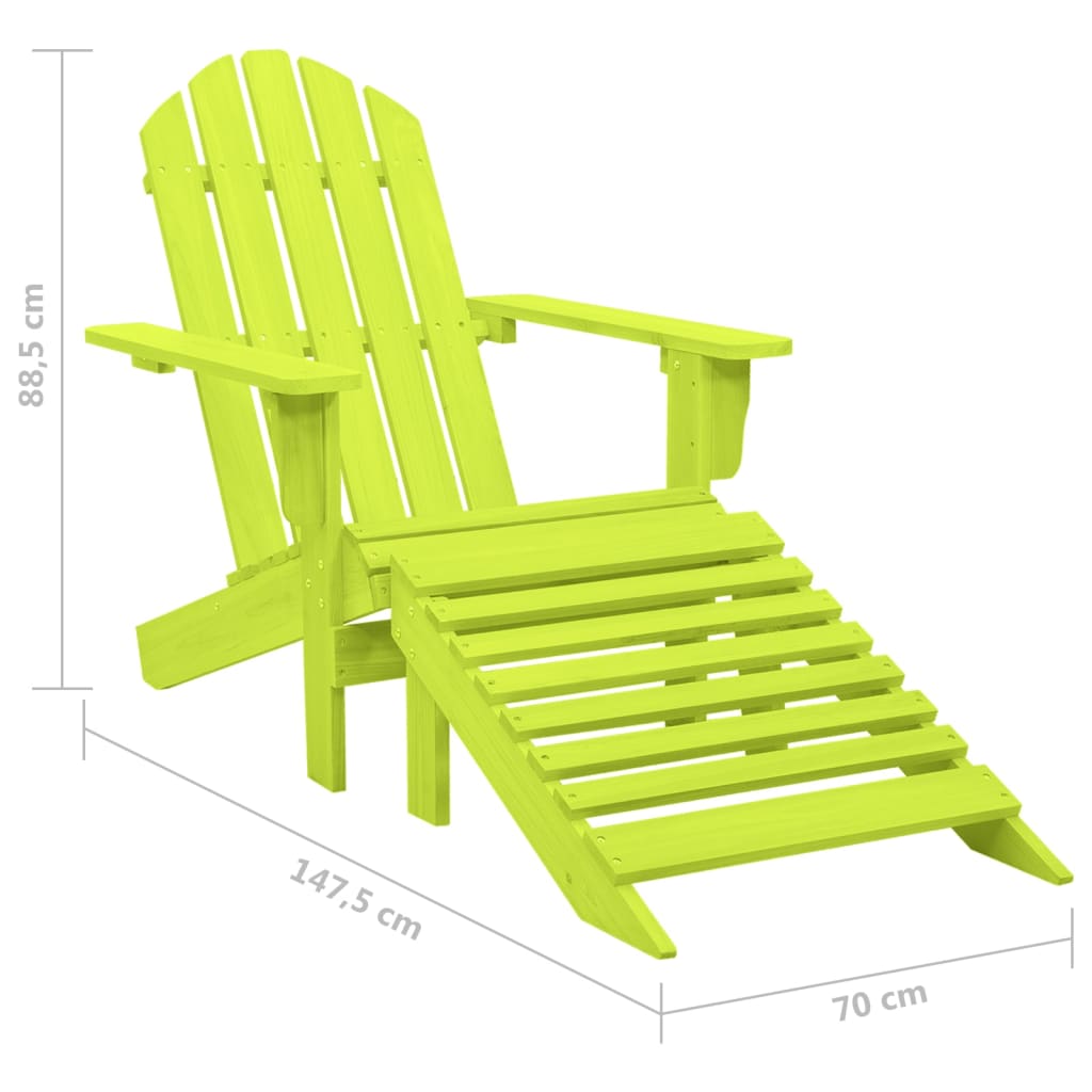 315866 vidaXL Garden Adirondack Chair with Ottoman Solid Fir Wood Green