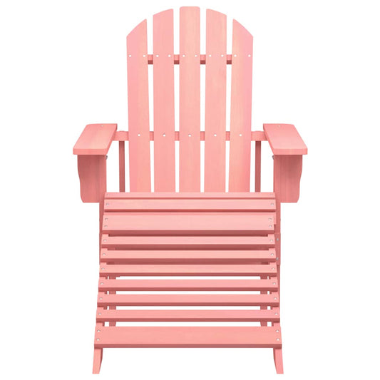 Garden Adirondack Chair with Ottoman Solid Fir Wood Pink Garden Adirondack Chair with Ottoman Solid Fir Wood Pink