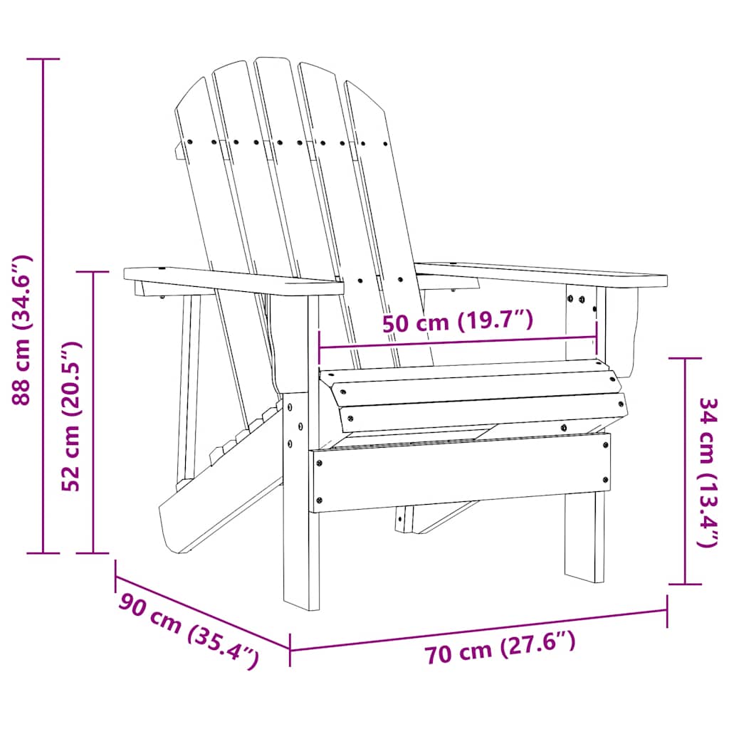 Garden Adirondack Chair Solid Fir Wood Pink