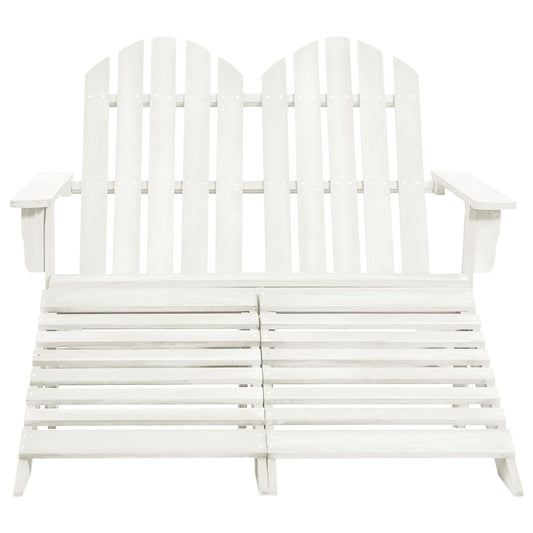 2-Seater Garden Adirondack Chair&Ottoman Fir Wood White 2-Seater Garden Adirondack Chair&Ottoman Fir Wood White