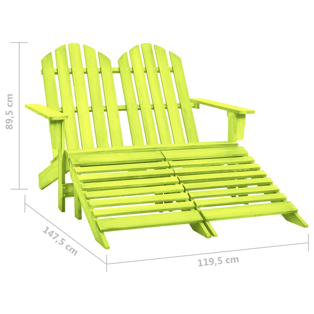 Garden Chair | Green | Solid fir wood | 2-Seater | Detachable