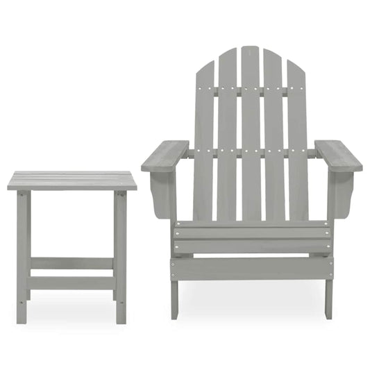 Garden Adirondack Chair with Table Solid Fir Wood Grey Garden Adirondack Chair with Table Solid Fir Wood Grey