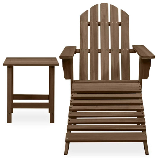 Garden Adirondack Chair with Ottoman&Table Solid Fir Wood Brown Garden Adirondack Chair with Ottoman&Table Solid Fir Wood Brown