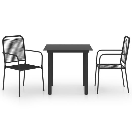 3 Piece Garden Dining Set Black Glass and Steel 3 Piece Garden Dining Set Black Glass and Steel