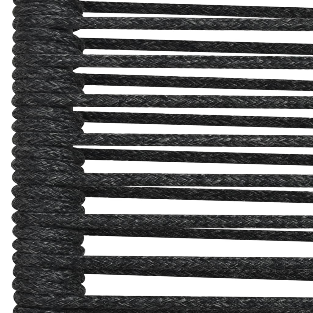 Garden Dining Set | Black | Powder-coated steel, glass, cotton rope