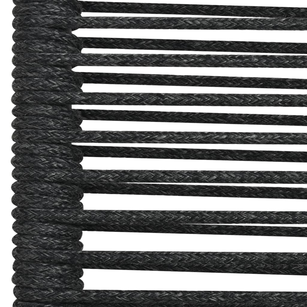Garden Dining Set | Black | Powder-coated steel, glass, cotton rope