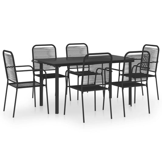 7 Piece Garden Dining Set Black Glass and Steel 7 Piece Garden Dining Set Black Glass and Steel