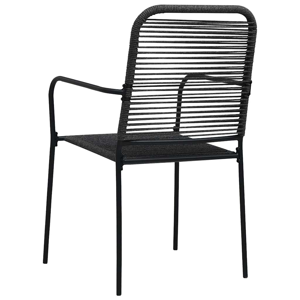 7 Piece Garden Dining Set Black Glass and Steel