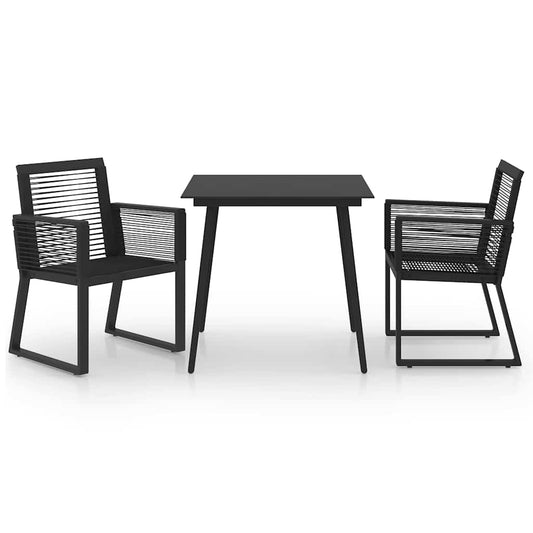 3 Piece Outdoor Dining Set PVC Rattan Black 3 Piece Outdoor Dining Set PVC Rattan Black