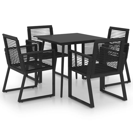 5 Piece Outdoor Dining Set PVC Rattan Black 5 Piece Outdoor Dining Set PVC Rattan Black