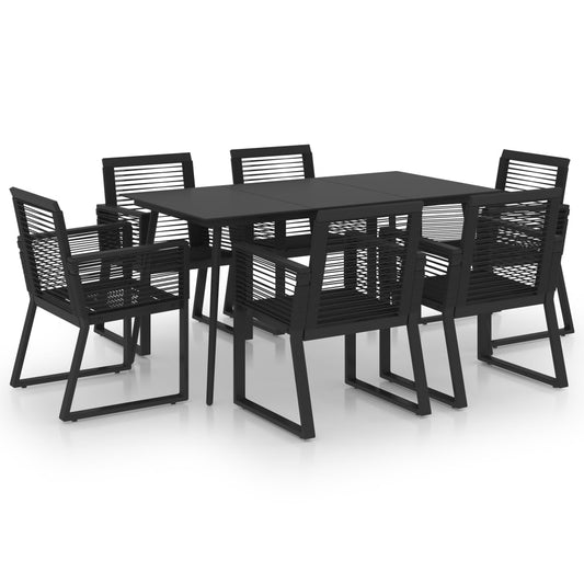 Dining Set | Black | PVC rattan, powder-coated steel, glass Dining Set | Black | PVC rattan, powder-coated steel, glass