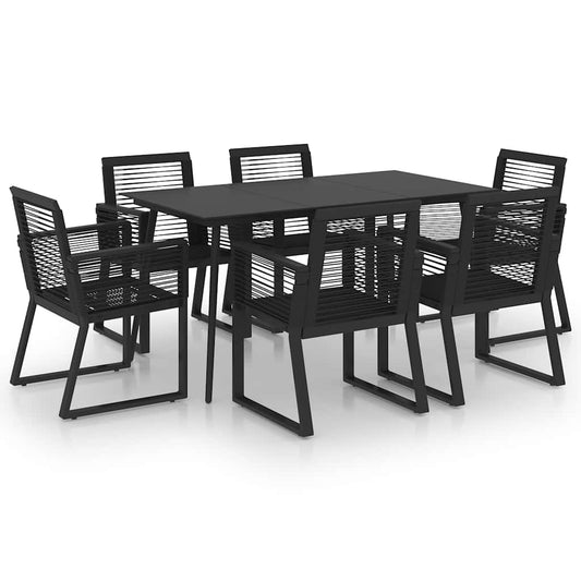 7 Piece Outdoor Dining Set PVC Rattan Black 7 Piece Outdoor Dining Set PVC Rattan Black