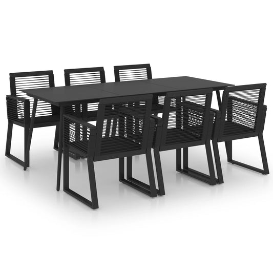7 Piece Outdoor Dining Set PVC Rattan Black 7 Piece Outdoor Dining Set PVC Rattan Black