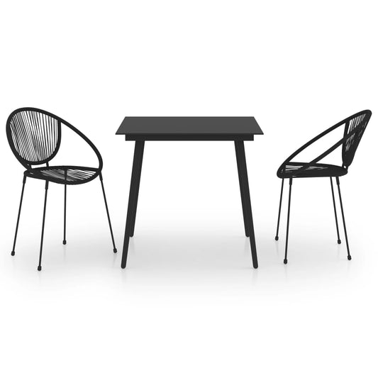 3 Piece Outdoor Dining Set PVC Rattan Black 3 Piece Outdoor Dining Set PVC Rattan Black