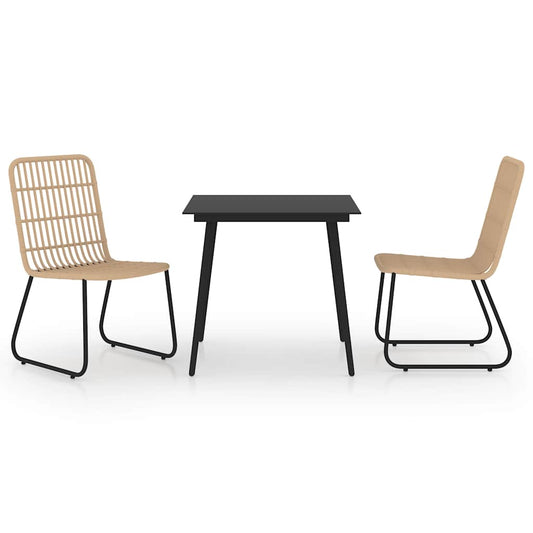 Dining Set | Oak and Black | Poly Rattan, Powder-Coated Steel, Glass Dining Set | Oak and Black | Poly Rattan, Powder-Coated Steel, Glass
