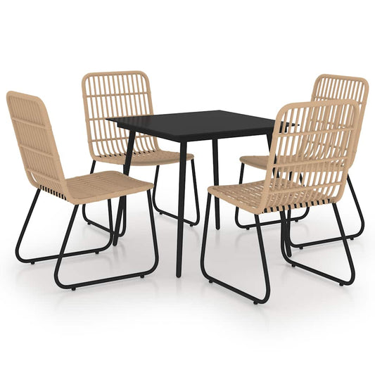 5 Piece Outdoor Dining Set Poly Rattan and Glass 5 Piece Outdoor Dining Set Poly Rattan and Glass