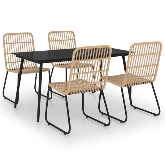 5 Piece Outdoor Dining Set Poly Rattan and Glass 5 Piece Outdoor Dining Set Poly Rattan and Glass