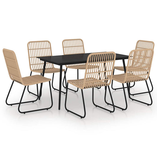 7 Piece Outdoor Dining Set Poly Rattan and Glass 7 Piece Outdoor Dining Set Poly Rattan and Glass