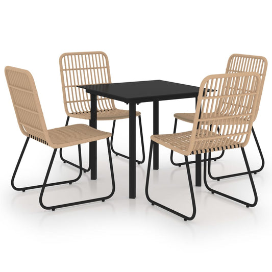 5 Piece Outdoor Dining Set Poly Rattan and Glass 5 Piece Outdoor Dining Set Poly Rattan and Glass