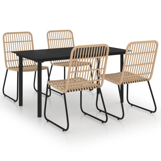 5 Piece Outdoor Dining Set Poly Rattan and Glass 5 Piece Outdoor Dining Set Poly Rattan and Glass